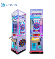 Zormen Máquina de grúa de una sola garra mini con diseño de mapache, gabinete luminoso, operada con monedas, juego de venta sorpresa para fiestas