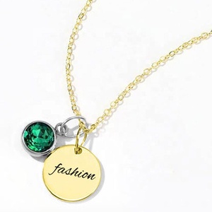 joyería personalizada S925 plata de ley personalizado en forma de moneda inicial nombre collares piedras collar de encanto - Product Image 3