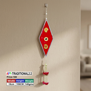 Artificial Traditional Red Diamond Leaf Hanging - Product Image 3