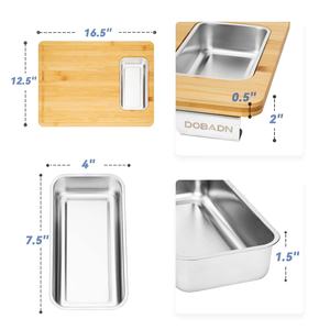 Tabla de cortar de bambú Retro RV grabado bloque de carnicero de madera tabla de cortar de bambú con contenedor de acero inoxidable bandejas deslizantes - Product Image 2