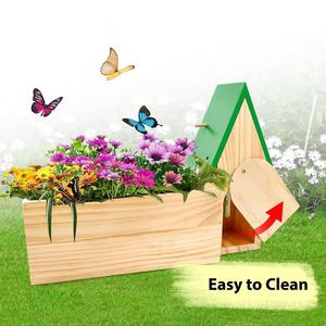 Mangeoire extérieure en bois pour papillons, habitat de jardin en bois massif, décoration de jardin, boîte de reproduction en bois massif pour insectes et papillons - Product Image 1
