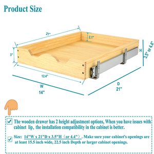 Wood Pull Out <b>Drawers</b> Pull Out Cabinet Organizer Slide Out Wood <b>Drawer</b> Shelf Shelves for Kitchen Pantry Bamboo Cabinet Organizer - Product Image 3