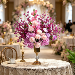 Elegante Bola de Flores <span class=keywords><strong>Artificiales</strong></span> de Seda para Boda, Moderna, con Florero de Cristal Electrochapado de Alta Calidad (35cm X 55cm) para Eventos en el Hogar - Product Image 3