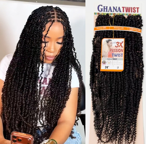 Cheveux 100% Kanekalon, tresses longues de 24 pouces, style 3x Darling Ghana Twist Passion Twist, mèches pré-tressées, cheveux pour crochet - Product Image 1