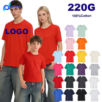 Kaos T-Shirt Lengan Pendek Kerah Rib Katun Combed 220g 100% Katun dengan Sablon Logo Custom untuk Pria Wanita Anak-anak