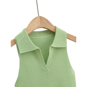 Camiseta de Tirantes de Punto Transpirable de Verano para Mujer, Camiseta sin Mangas Corta Informal, Acanalada y Moderna - Product Image 3