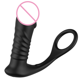 Mannelijke prostaatmassagevibrator, anale <span class=keywords><strong>plug</strong></span> van siliconen, anale butt <span class=keywords><strong>plug</strong></span> vibrator stimulator, butt delay cockring, seksspeeltje voor mannen - Product Image 6