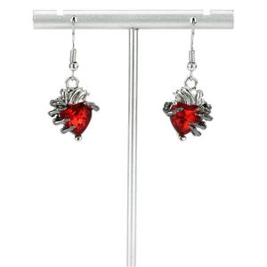 Gothic Heart Skull Hand <b>Drop</b> <b>Earrings</b> <b>Red</b> Crystal Zinc Alloy Party Jewelry for Women Halloween Style - Product Image 5