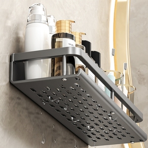 Estante de pared de acero al carbono con base hueca, barra para toallas y ganchos, tendencia 2026 para el hogar - Product Image 1