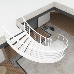 Escalera Curva <span class=keywords><strong>de</strong></span> Acero <span class=keywords><strong>para</strong></span> Exteriores con Barandilla <span class=keywords><strong>de</strong></span> Cable Cepillado, <span class=keywords><strong>Escaleras</strong></span> Metálicas Modernas <span class=keywords><strong>para</strong></span> Patio <span class=keywords><strong>de</strong></span> Villa, Jardín, Duraderas y Personalizadas - Product Image 2