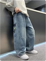 Pantalon en jean baggy à taille haute et jambes larges ZY, broderie de logo personnalisé, streetwear, jeans baggy pour hommes, pantalon pour hommes