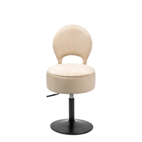 Chaise de rangement pivotante moderne en velours doux, réglable par vérin à gaz, avec dossier, pour salon et coiffeuse