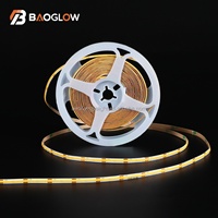 Lampu Strip Fleksibel Pintar 320LED 2700K 3000K 4000K 6000K 5mm 12V 24V 12W/M Dapat Dipotong Setiap 2.5cm RA 95 Lampu Strip COB