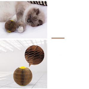 All'ingrosso giocattoli moderni per gatti in carta ondulata rotondi palle graffio palle di erba gatta a nido d'ape giocattoli per animali domestici - Product Image 3