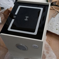 Table de chevet moderne en bois noir, chargement sans fil et déverrouillage par empreinte digitale, lumière LED, grande capacité de rangement, table de chevet pour chambre à coucher ou hôtel