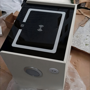 Mesita de Noche Inteligente Moderna de Madera Negra, con Carga Inalámbrica y Desbloqueo por Huella Dactilar, Luz LED, Gran Espacio de Almacenamiento, para Dormitorio u Hotel - Product Image 5