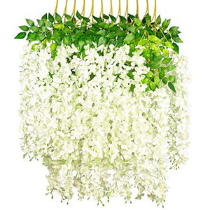 Livraison Rapide Guirlande Artificielle Multicolore en Soie, Vignes de Glycine Blanches Artificielles Suspendues pour Décoration Murale Mariage et Maison - Product Image 1