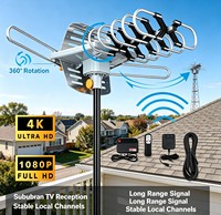 150-Meilen Outdoor HDTV-Antenne mit Großer Reichweite, Verstärkt, 360-Grad-Rotation mit RG6-Koaxialkabel für VHF- und UHF-TV-Senderempfang