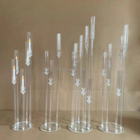 L82 grosir tempat lilin kristal akrilik, penyangga lilin logam berdiri untuk hiasan tengah meja pesta acara pernikahan