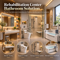 Ensemble d'accessoires de salle de bain CE pour projets de soins infirmiers et d'enceintures d'hébergement pour personnes âgées, toilettes en céramique, baignoire en acrylique, dimensions personnalisées, élégant