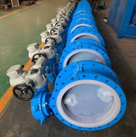 Vanne papillon à bride de grande taille DN1300 DN1200 DN1000 DN900 DN800 entièrement doublée de PTFE/PFA avec boîte de vitesses pour pipeline pétrolier