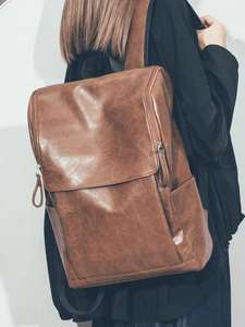 Ragazzi uomini 17 pollici a prova di odore finto morbido PU borchiato unisex zainetto bagpack smart vintage unisex in pelle studente bac uomo - Product Image 1