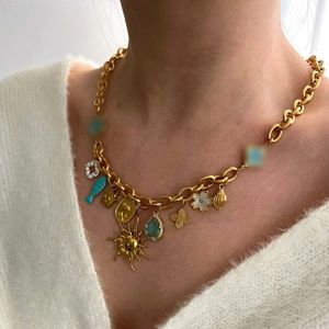 Collana Fai-da-Te in Acciaio Inox con Ciondoli a Forma di Sole e Conchiglia, Stile Classico e Alla Moda con Finitura Oro Sottovuoto, Ideale come Regalo - Product Image 5