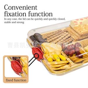 Utensilios de cocina de madera con tapa transparente, bandeja para frutas, carne y repostería, tabla de cortar queso de madera con múltiples compartimentos - Product Image 2
