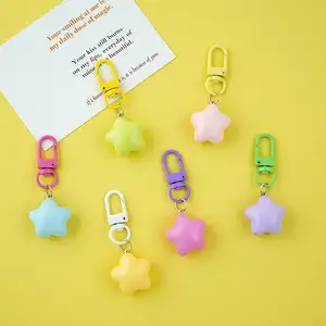 Chubby Milk Yellow Keychain Girl Soft Cute ins Five-pointed Star Pendant for Girlfriend Couple Gift key chain ring
