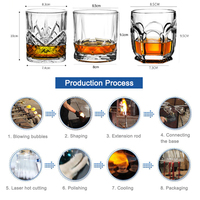 Verres à whisky de roche de diamant de luxe en cristal à l'ancienne de base lourde de Offre Spéciale 270ml pour la barre de partie