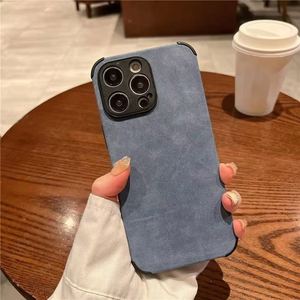 Étui de téléphone en cuir PU tendance pour iPhone 16 15 14 13 12 11 Pro Max 16 Plus X XS XR, cuir fourrure, protection complète de l'objectif, coques de protection - Product Image 5