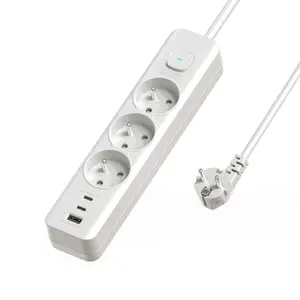 3 AC Outlets Electrical Multi Multiple FR Plug with 1.4 Meters Cable Type C USB Charging Port