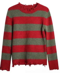 Pull tricoté rayé d'Halloween, costume de cosplay, pull Freddy Krueger, masque en latex, chapeau, griffe - Product Image 4