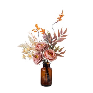 Bouquet de fleurs artificielles CallaFloral, rose en tissu tissé plastique, décoration de mariage, décoration murale, CF02126 - Product Image 5