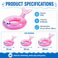 Günstiger Wassersport-Schwimmring: Dicker Rosa Strandparty-Schwimmring aus PVC mit Fischschwanz-Design für Kinder