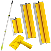 Ensemble de grattoirs jaunes 10in/16in/24in avec manche télescopique en aluminium de 56in et clip, outils de finition pour plâtre et cloisons sèches