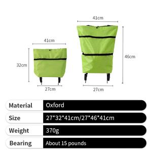 Custom <b>Foldable</b> <b>Trolley</b> Printed Logo Waterproof Portable Market Reusable Shopping Bag With Wheel - Product Image 4