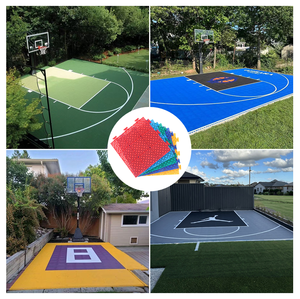 Dalles de sol sportives à motif quadrillé pour la réception de charges, revêtement solide, emboîtables, pour terrains de basketball, avec système de verrouillage dissimulé - Product Image 1