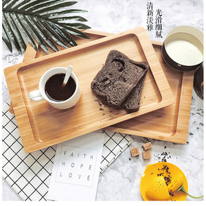 Rectangular <b>tea</b> <b>tray</b> with rounded corners, European style, simple bamboo <b>tray</b>, fashionable and creative living room fruit plate - Product Image 4
