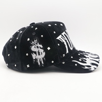 Gorras de Béisbol de Terciopelo Brillante con Pedrería de Alta Frecuencia y Perlas, Gorras de 5 Paneles, Gorras de México, Gorras Personalizadas