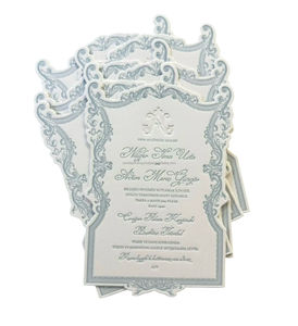 Papier de coton offset d'invitation de mariage typographique de luxe élégant avec forme en relief personnalisée et fantaisie découpée à l'emporte-pièce - Product Image 1