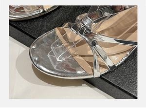 Sandales à talons hauts dorées pour femmes, bon marché, à bout ouvert, avec boucle à bride à la cheville et <span class=keywords><strong>talon</strong></span> <span class=keywords><strong>aiguille</strong></span> - Product Image 4