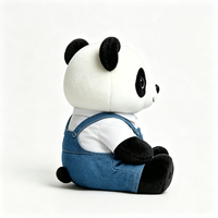 Peluche Panda Personnalisée avec Chemise Blanche et Salopette en Jean – Adorable Animal en Peluche Panda, Souvenir Doux et Mignon