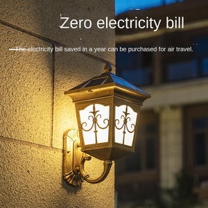 โคมไฟติดผนังกลางแจ้งทรงกระบอกขนาดใหญ่กลางแจ้งสไตล์ยุโรป IP65 LED กันน้ำ E27ระเบียงลานสวนอลูมิเนียมพลังงานแสงอาทิตย์10ปี - Product Image 4