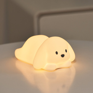 Lampe de nuit miniature rechargeable à capteur LED multicolore en silicone pour enfants, forme de chien, de lapin, d'animal, à intensité variable, pour la décoration de la chambre à coucher, du bureau - Product Image 5