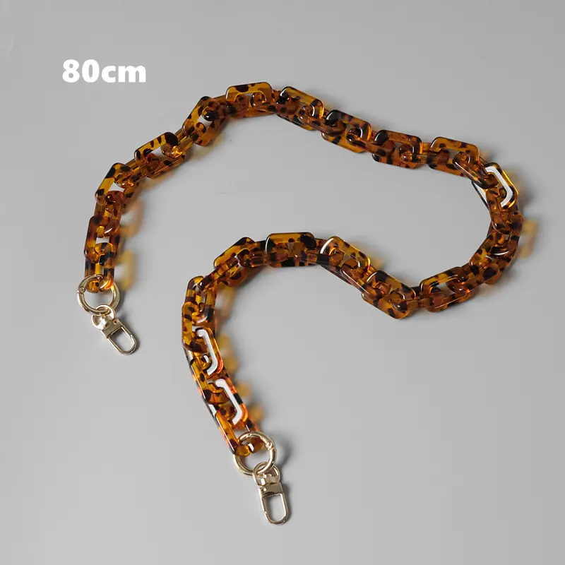 Bolsa de couro com corrente de resina de tartaruga, alça de leopardo, acessórios de corrente para bolsas acrílicas