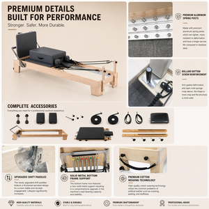 <span class=keywords><strong>Reformer</strong></span> de <span class=keywords><strong>Pilates</strong></span> de Madera de Roble Resistente con Colores Personalizables, Ideal como Equipo Portátil para Estudios de <span class=keywords><strong>Pilates</strong></span> y Uso Doméstico - Product Image 6