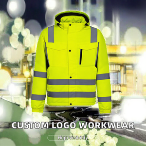 Vêtements de travail d'été à haute visibilité avec logo personnalisé, certifiés CE et EN, en polyester, imperméables, réfléchissants et fluorescents - Product Image 2