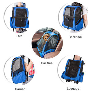 क्लासिक शैली पालतू यात्रा रोलिंग बैकपैक ठोस ऑक्सबर्ड सामग्री जिपर बंद लुभावनीय फोल्डेबल क्रट कुत्ते वाहक पहियों - Product Image 2