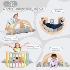 Estructura de Madera para Escalar para Bebés, Forma Geométrica, Madera Maciza, Cama Multifuncional con Función de Balanceo para Jugar en Interiores - Product Image 2